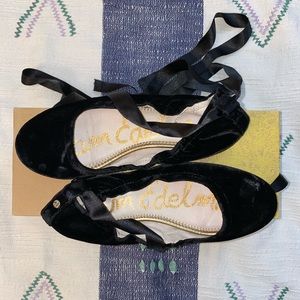 Sam Edelman Fallon Black Velvet Ballet Flats